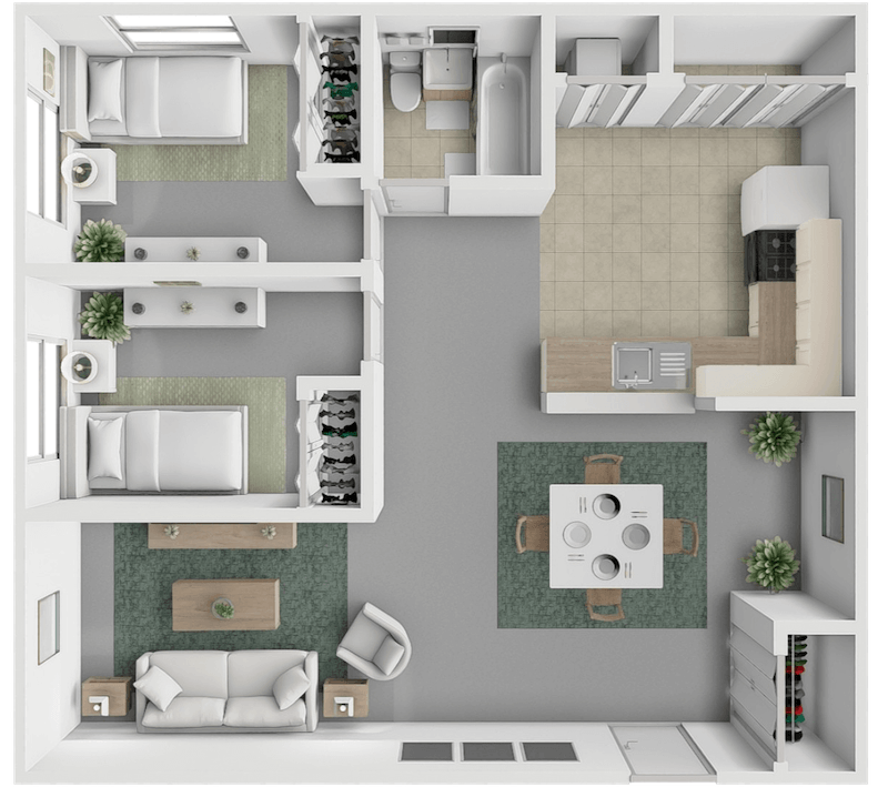 2 Bedroom 1 Bath with Washer and Dryer floor plan
